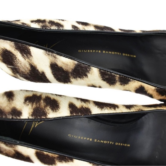Giuseppe Zanotti beige leopard /Blue leather heels size 40 fits 8.5/9 - Picture 5 of 8